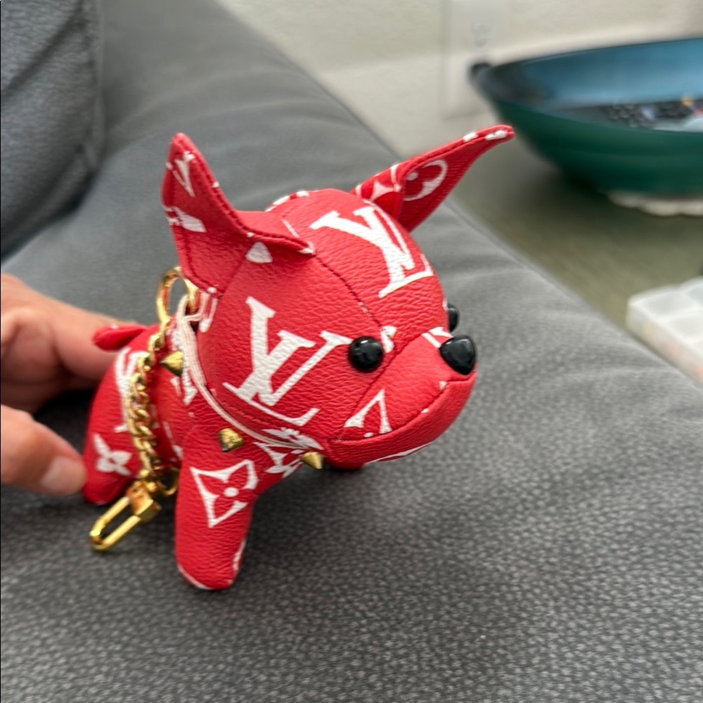 Louis Vuitton Red Monogram Dog Key & Card Holder Charm